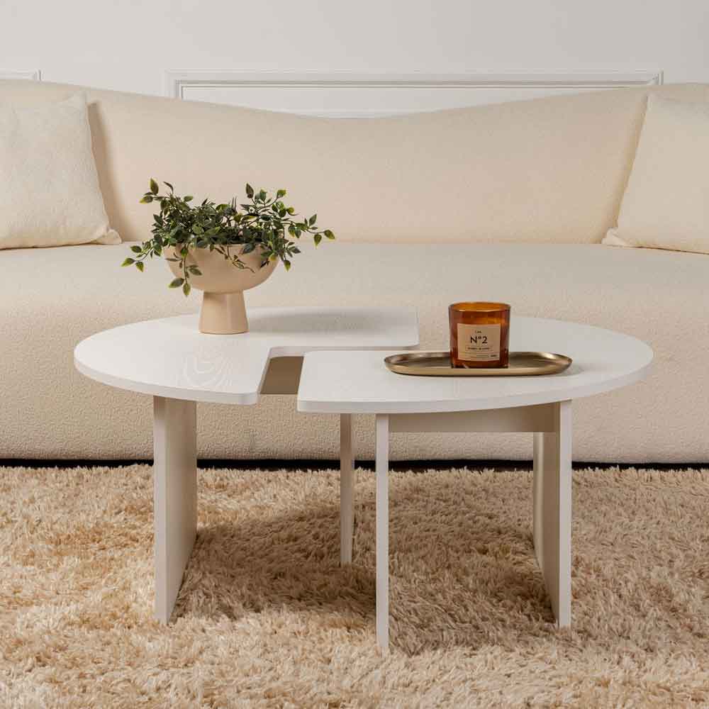 Melira Wooden Nest Of 2 Coffee Table in White