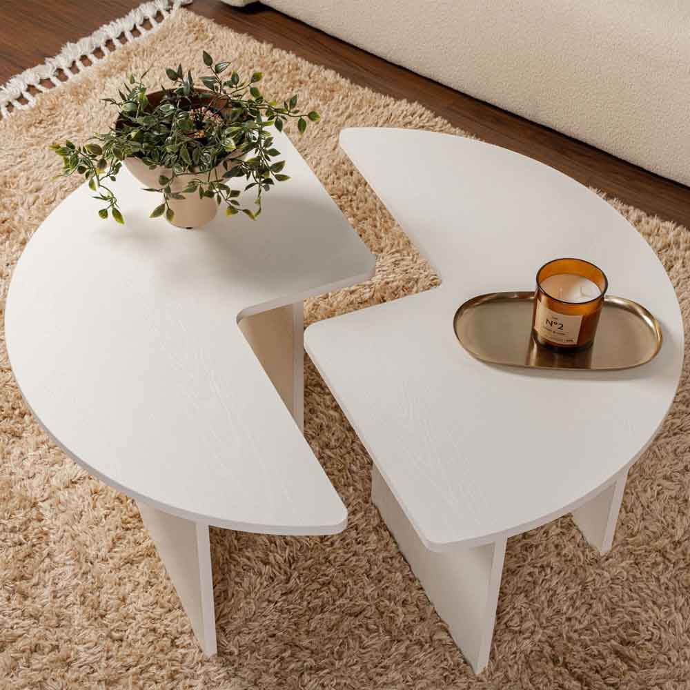 Melira Wooden Nest Of 2 Coffee Table in White