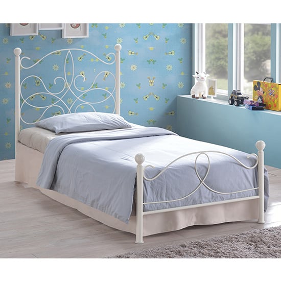 Product photograph of Melissa Designer Metal Single Bed In Ivory from Furniture in Fashion