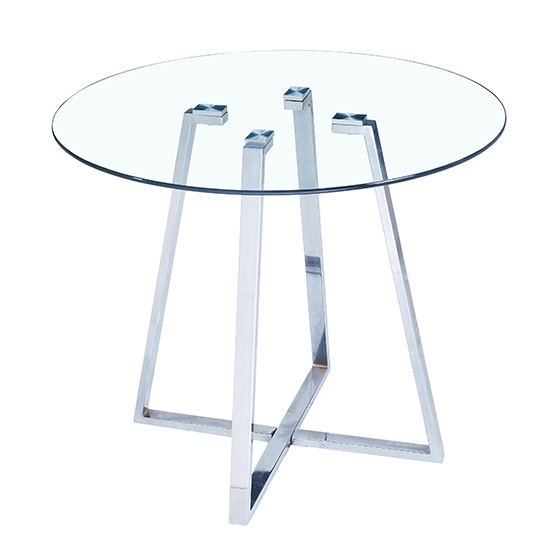 Melito Round Glass Dining Table With 2 Petra Grey White Chairs_2
