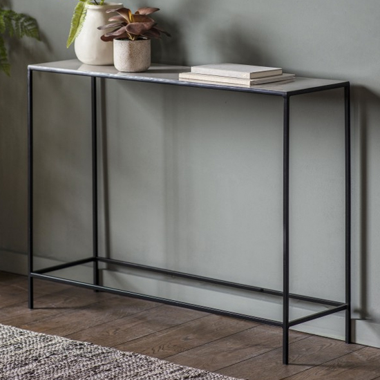 Melina Metal Console Table In Light Grey And Black