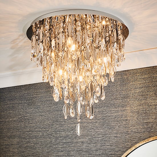 Read more about Melody 6 lights crystal glass flush ceiling light in chrome