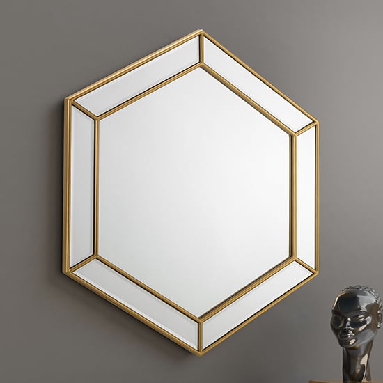 Photo of Macaulay hexagonal wall mirror in gold
