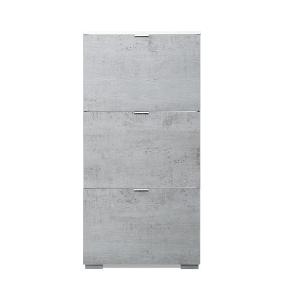 Melone Shoe Cabinet In White And Concrete Effect Fronts_4