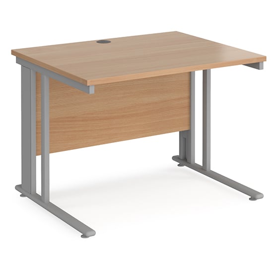 Photo of Melor 1000mm cable managed computer desk in beech and silver