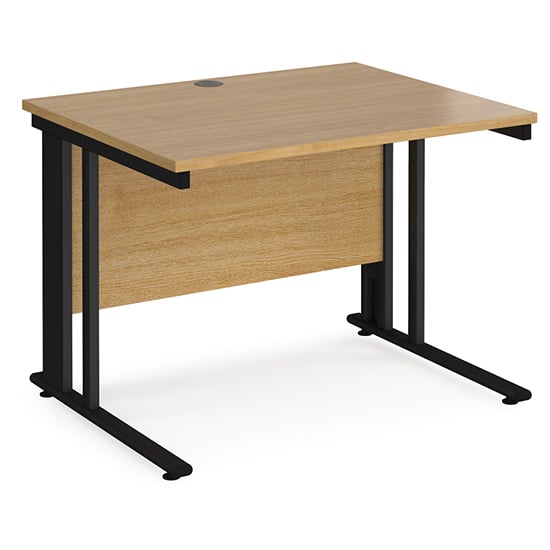 Melor 1000mm Cable Managed Computer Desk In Oak And Black