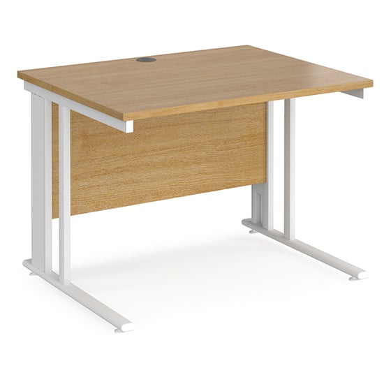 Product photograph of Melor 1000mm Cable Managed Computer Desk In Oak And White from Furniture in Fashion