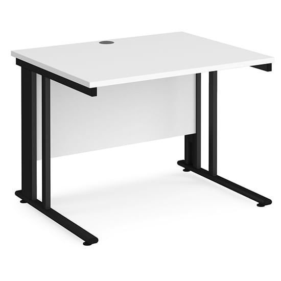 Melor 1000mm Cable Managed Computer Desk In White And Black