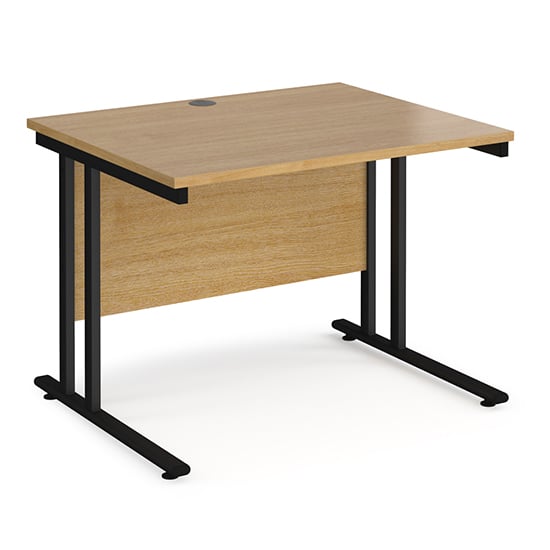 Photo of Melor 1000mm cantilever wooden computer desk in oak and black