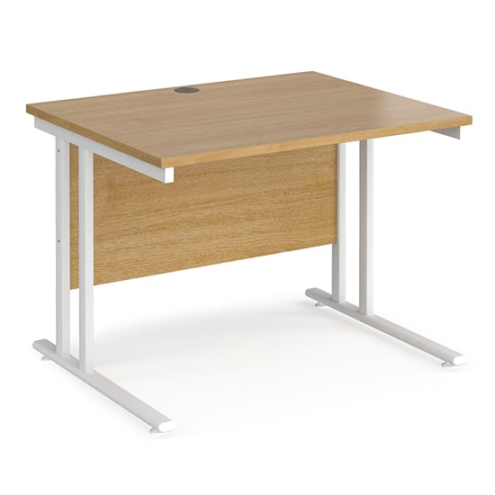 Product photograph of Melor 1000mm Cantilever Wooden Computer Desk In Oak And White from Furniture in Fashion