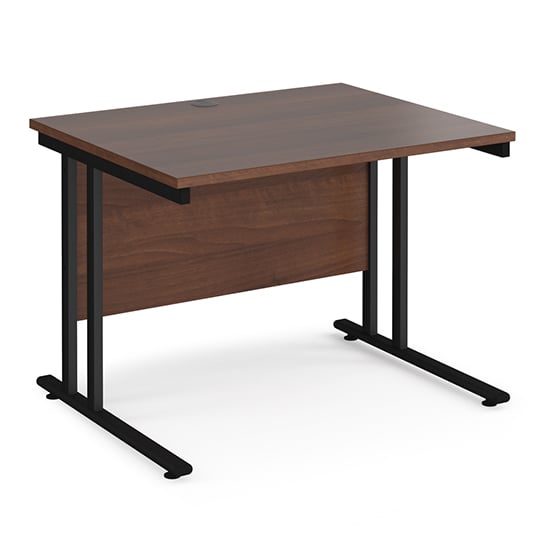 Photo of Melor 1000mm cantilever wooden computer desk in walnut and black