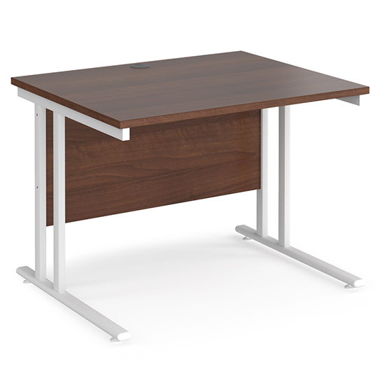 Product photograph of Melor 1000mm Cantilever Wooden Computer Desk In Walnut And White from Furniture in Fashion