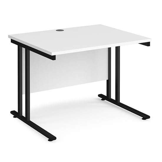 Photo of Melor 1000mm cantilever wooden computer desk in white and black