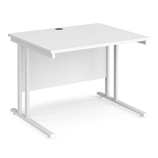Product photograph of Melor 1000mm Cantilever Legs Wooden Computer Desk In White from Furniture in Fashion