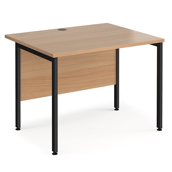 Photo of Melor 1000mm h-frame wooden computer desk in beech and black