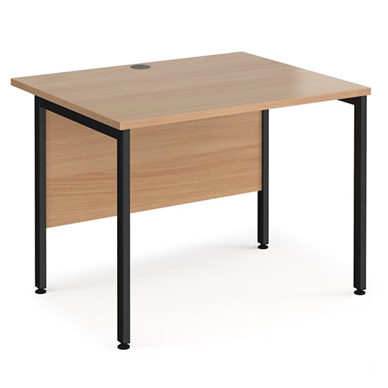 Melor 1000mm H-Frame Wooden Computer Desk In Beech And Black