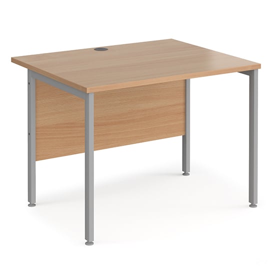 Product photograph of Melor 1000mm H-frame Wooden Computer Desk In Beech And Silver from Furniture in Fashion