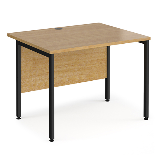 Photo of Melor 1000mm h-frame wooden computer desk in oak and black