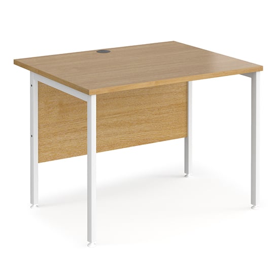 Read more about Melor 1000mm h-frame wooden computer desk in oak and white