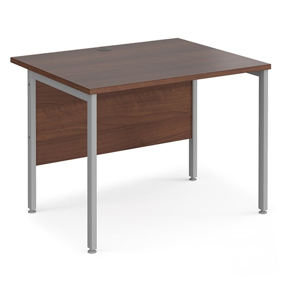 Melor 1000mm H-Frame Wooden Computer Desk In Walnut And Silver
