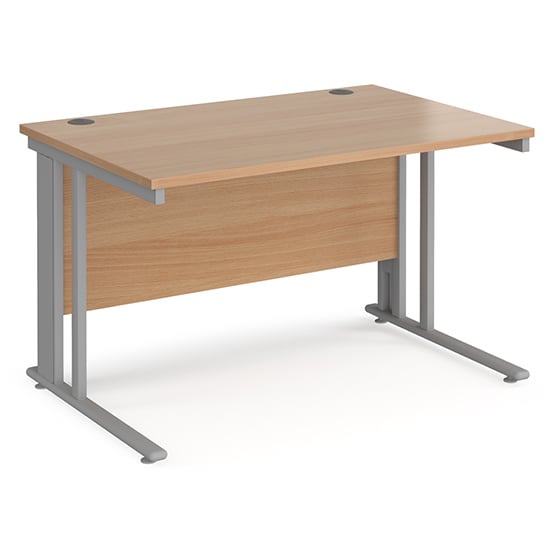 Photo of Melor 1200mm cable managed computer desk in beech and silver