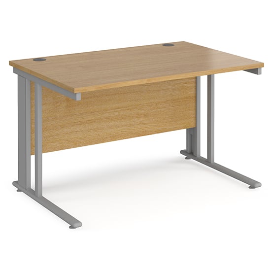 Photo of Melor 1200mm cable managed computer desk in oak and silver