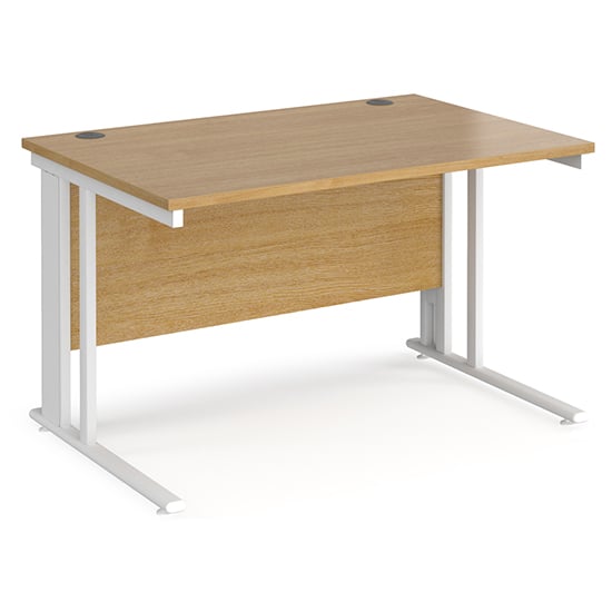 Product photograph of Melor 1200mm Cable Managed Computer Desk In Oak And White from Furniture in Fashion