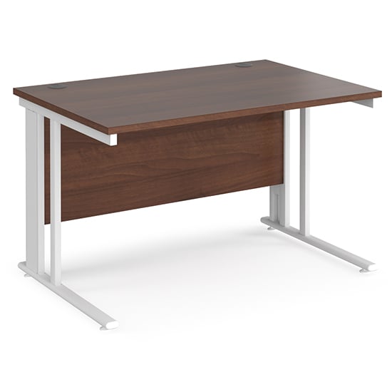 Product photograph of Melor 1200mm Cable Managed Computer Desk In Walnut And White from Furniture in Fashion