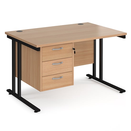 Product photograph of Melor 1200mm Cantilever 3 Drawers Computer Desk In Beech Black from Furniture in Fashion