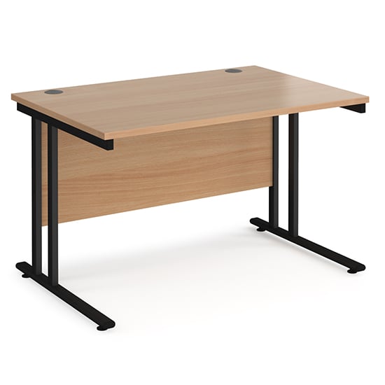 Photo of Melor 1200mm cantilever wooden computer desk in beech and black