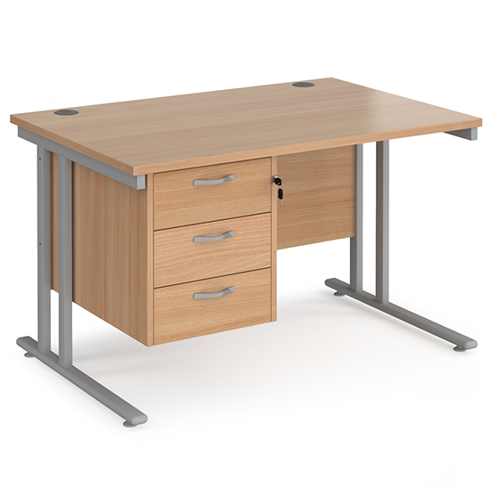 Read more about Melor 1200mm cantilever 3 drawers computer desk in beech silver