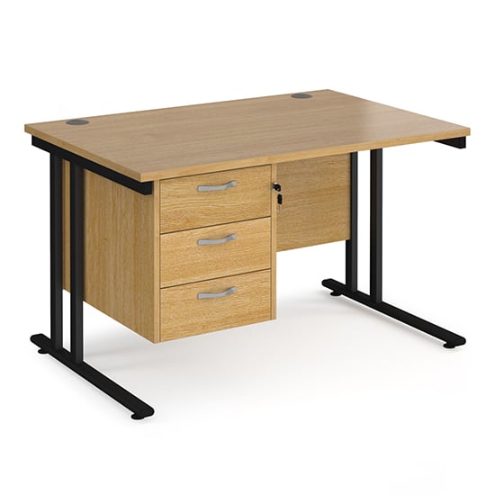 Read more about Melor 1200mm cantilever 3 drawers computer desk in oak black