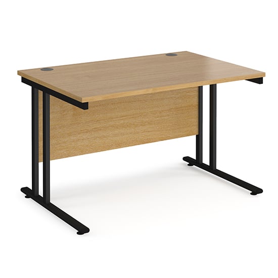 Photo of Melor 1200mm cantilever wooden computer desk in oak and black