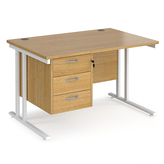 Product photograph of Melor 1200mm Cantilever 3 Drawers Computer Desk In Oak White from Furniture in Fashion