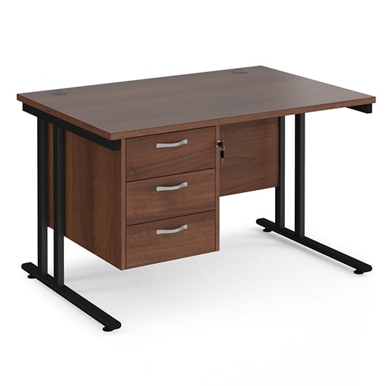 Product photograph of Melor 1200mm Cantilever 3 Drawers Computer Desk In Walnut Black from Furniture in Fashion
