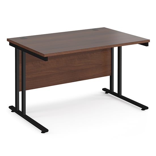 Product photograph of Melor 1200mm Cantilever Wooden Computer Desk In Walnut And Black from Furniture in Fashion