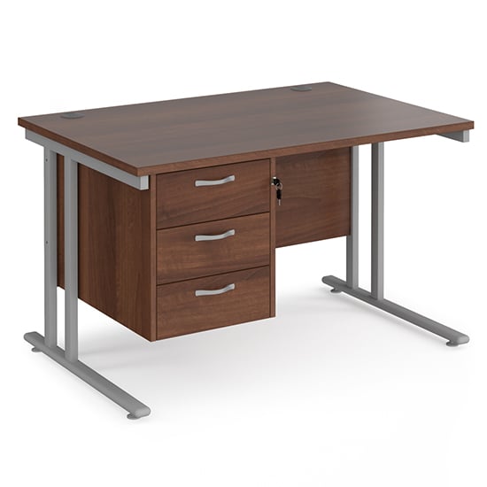 Product photograph of Melor 1200mm Cantilever Computer Desk In Walnut Silver from Furniture in Fashion