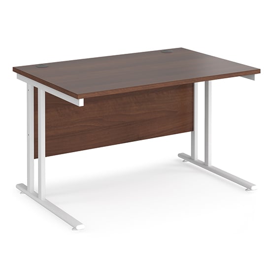 Product photograph of Melor 1200mm Cantilever Wooden Computer Desk In Walnut And White from Furniture in Fashion