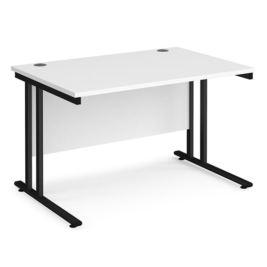 Product photograph of Melor 1200mm Cantilever Wooden Computer Desk In White And Black from Furniture in Fashion