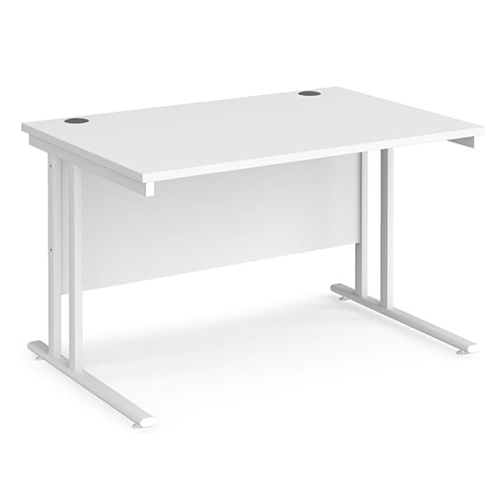 Product photograph of Melor 1200mm Cantilever Legs Wooden Computer Desk In White from Furniture in Fashion