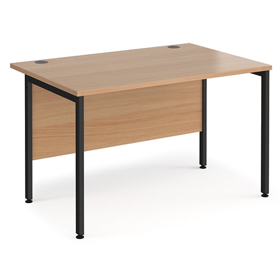 Photo of Melor 1200mm h-frame wooden computer desk in beech and black