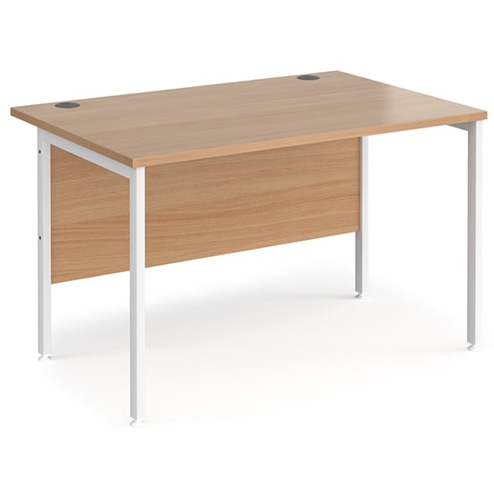 Product photograph of Melor 1200mm H-frame Wooden Computer Desk In Beech And White from Furniture in Fashion
