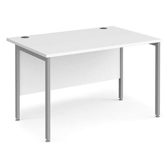 Melor 1200mm H-Frame Wooden Computer Desk In White And Silver