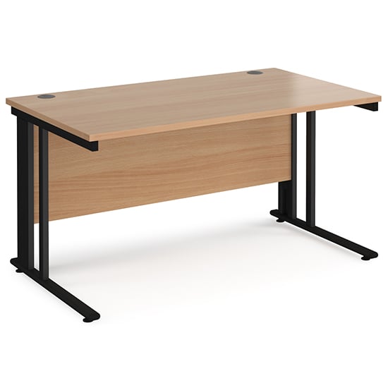 Product photograph of Melor 1400mm Cable Managed Computer Desk In Beech And Black from Furniture in Fashion