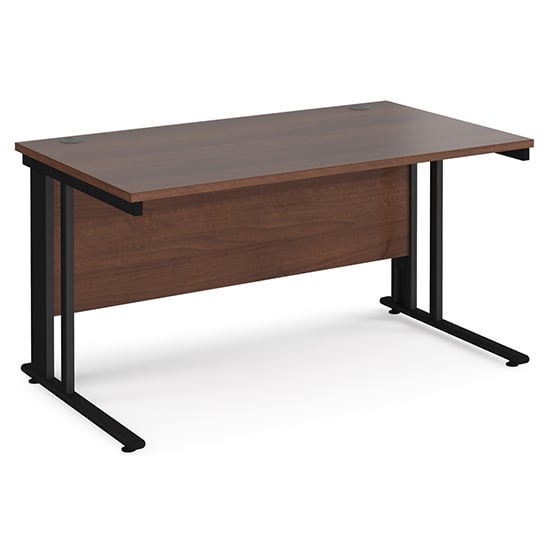 Melor 1400mm Cable Managed Computer Desk In Walnut And Black