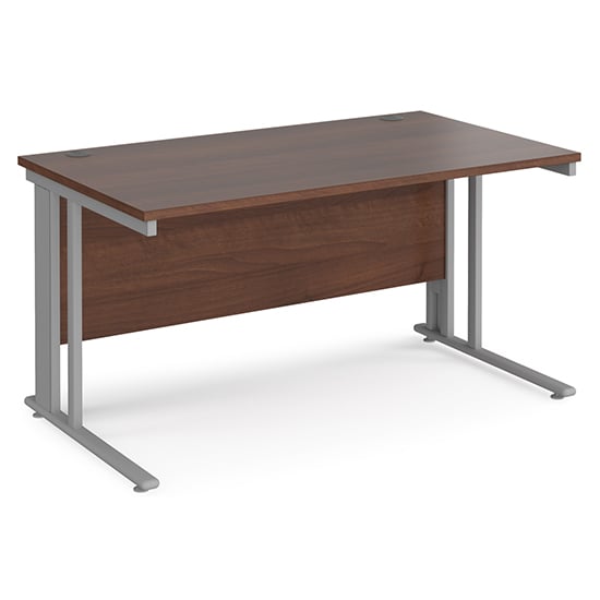 Melor 1400mm Cable Managed Computer Desk In Walnut And Silver