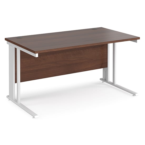 Product photograph of Melor 1400mm Cable Managed Computer Desk In Walnut And White from Furniture in Fashion