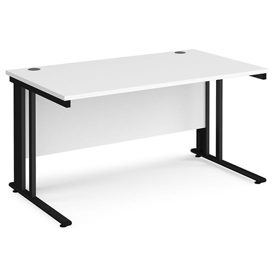 Melor 1400mm Cable Managed Computer Desk In White And Black