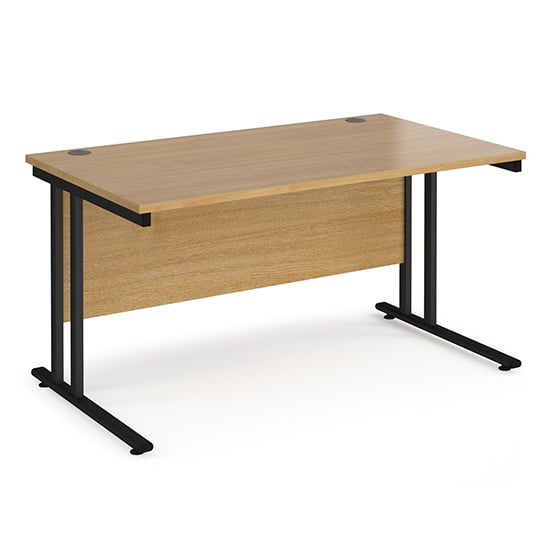 Product photograph of Melor 1400mm Cantilever Wooden Computer Desk In Oak And Black from Furniture in Fashion