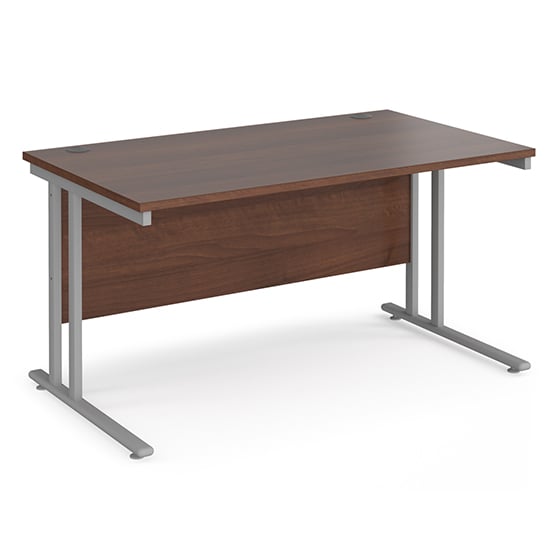 Photo of Melor 1400mm cantilever computer desk in walnut and silver